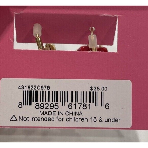 New Betsey Johnson Gold Tone Mixer & Cupcake Mismatch Drop Earrings - Picture 3 of 6